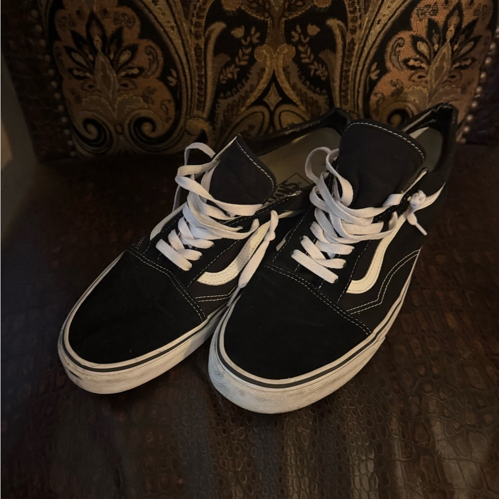 Vans Black and White Canvas Athletic Shoes